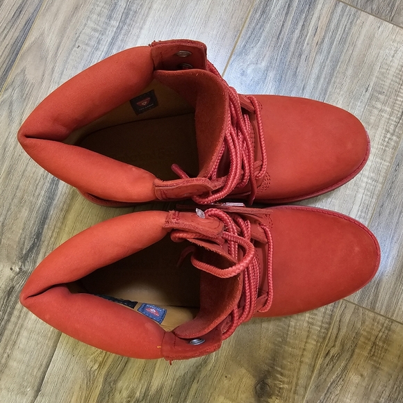 Timberland® Premium 6-Inch Waterproof Boot, red, size US 8 - Picture 15 of 17